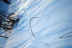 The shadow of a heart made in the snow